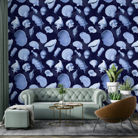 Gentle wave pattern Marea wallpaper for a relaxing room


