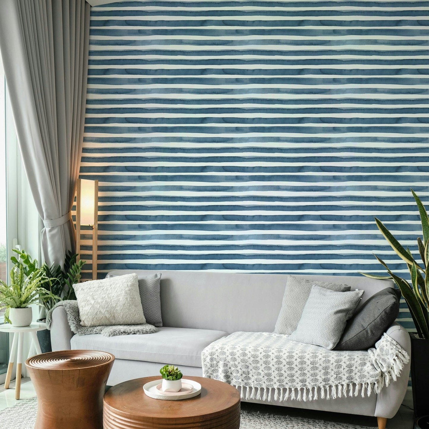 Painterly stripe wallpaper design

