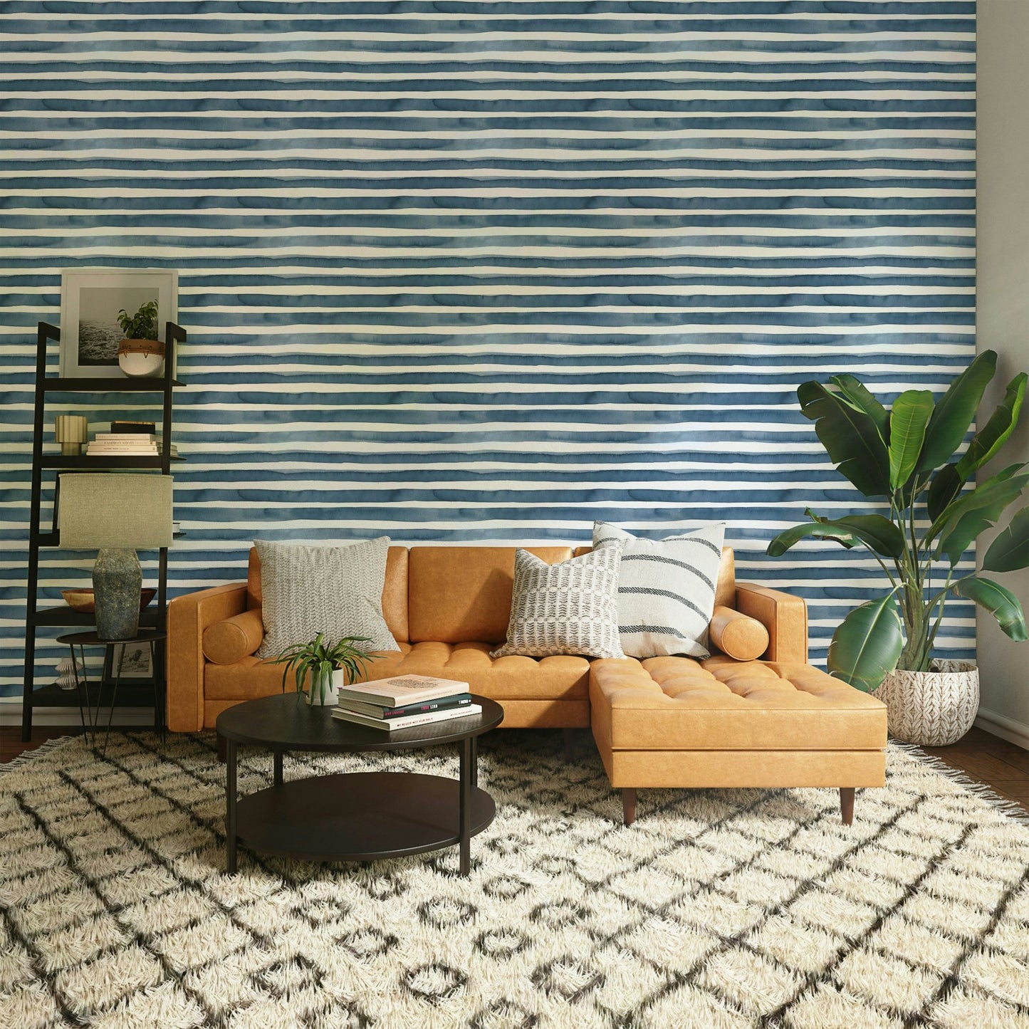 Watercolor stripe mural for walls

