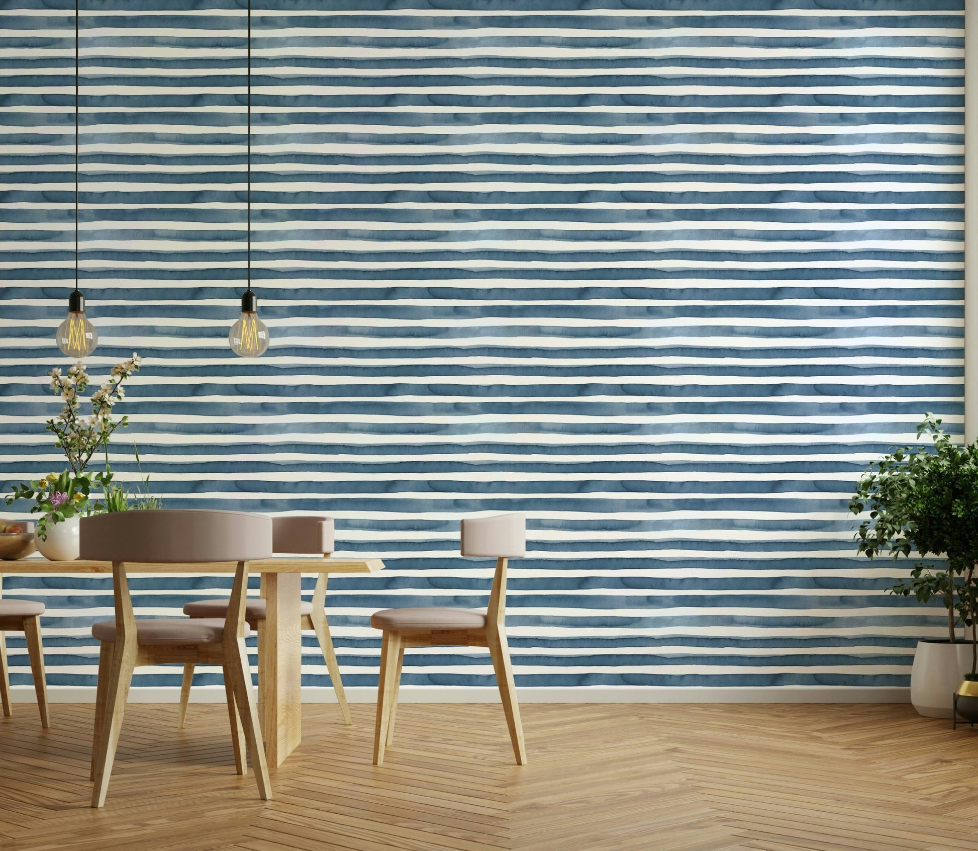Marine striped wall mural

