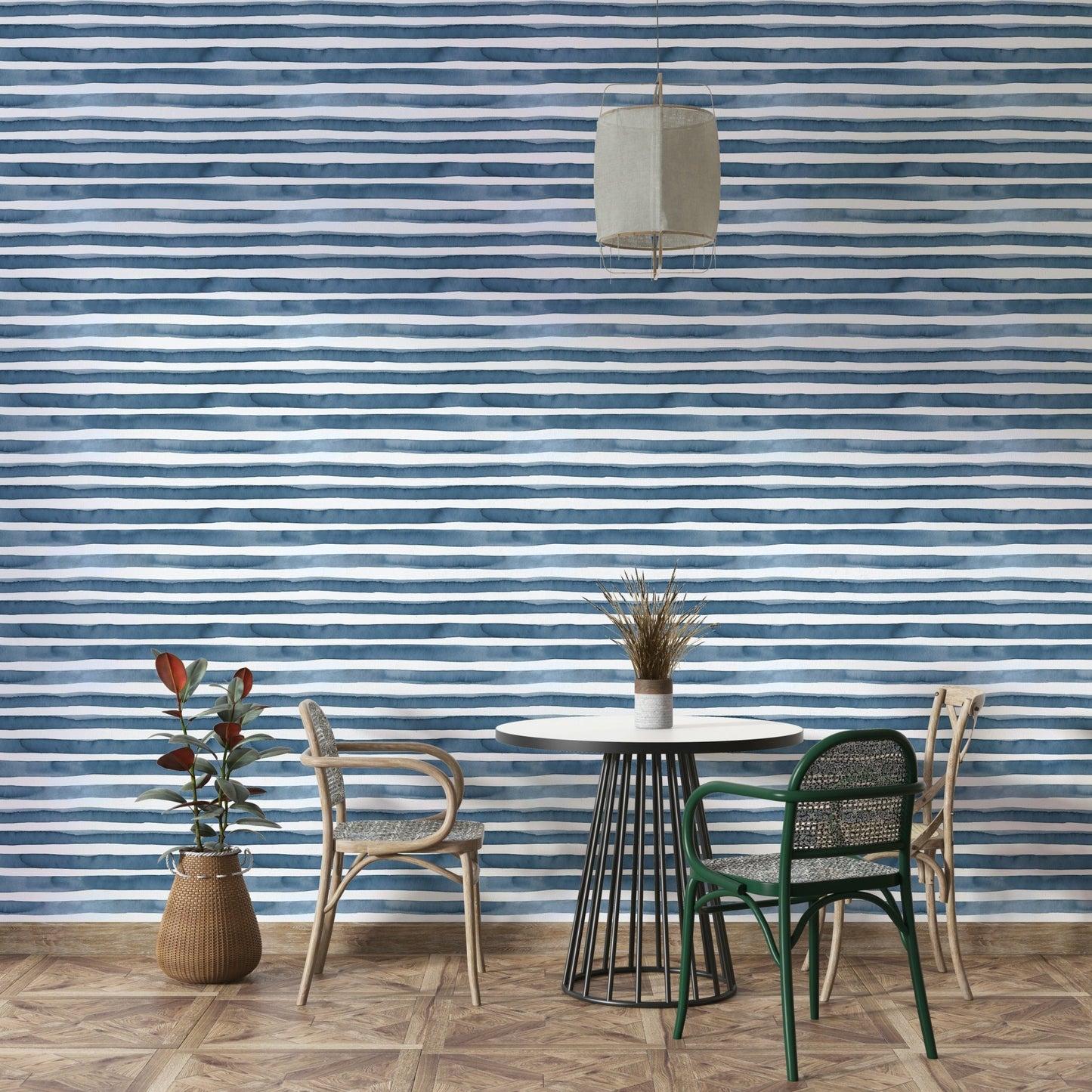 Ocean tone stripe wall pattern

