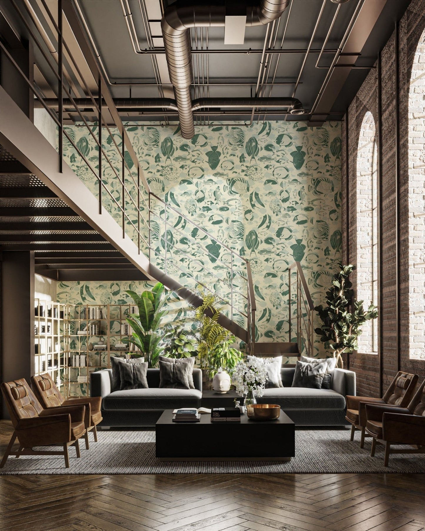 Modern Marine Mosaic Wallpaper Design, AN47