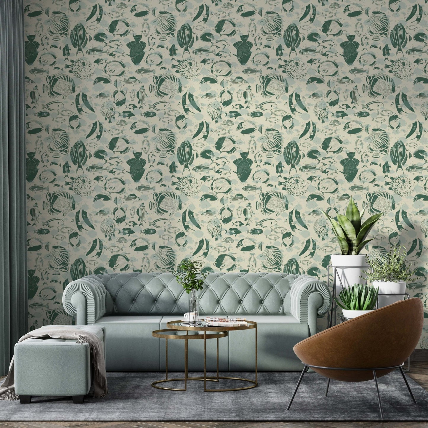 Colorful Marine Mosaic Wallpaper for Interiors, AN47