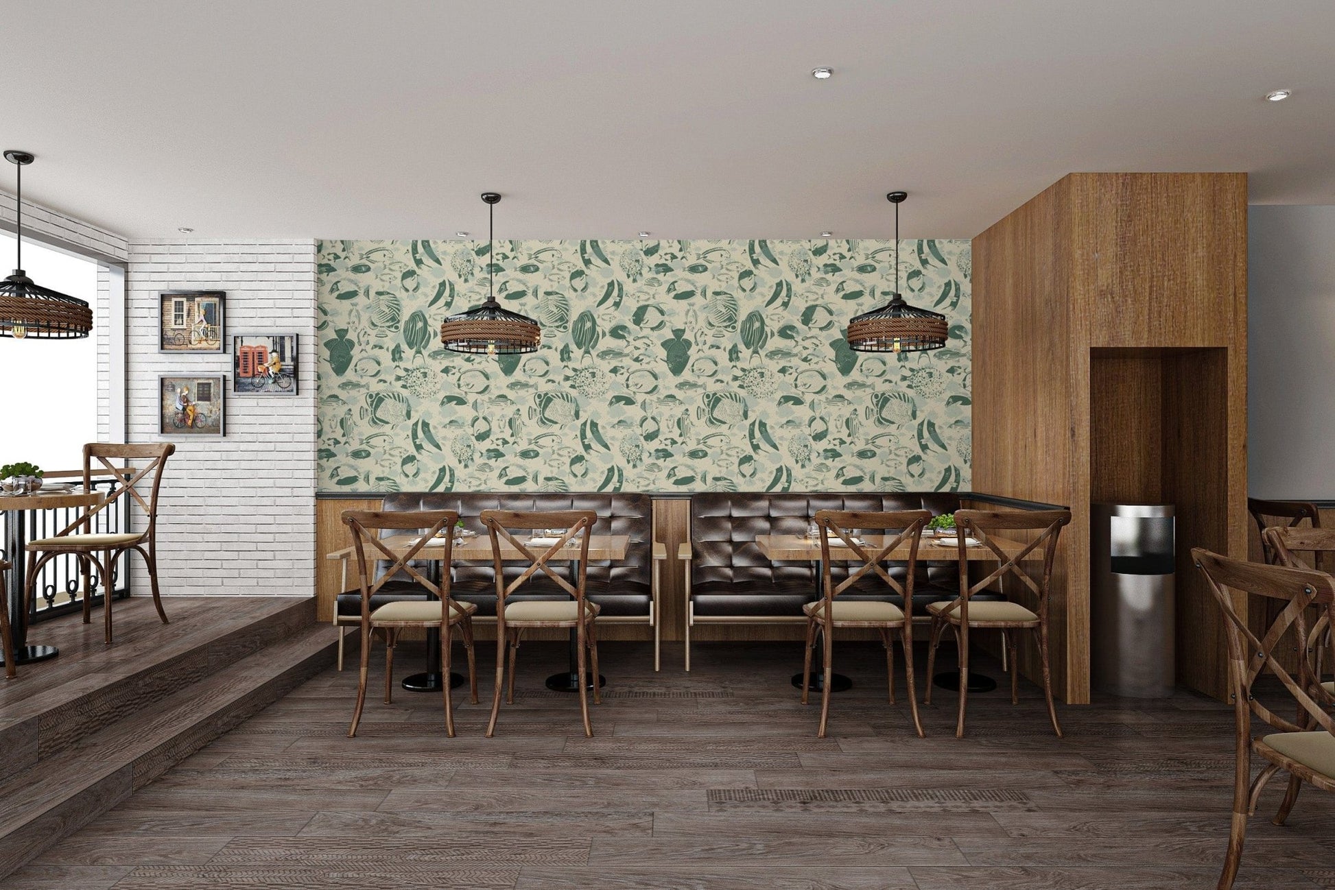 Dynamic Marine Mosaic Wall Mural Design, AN47
