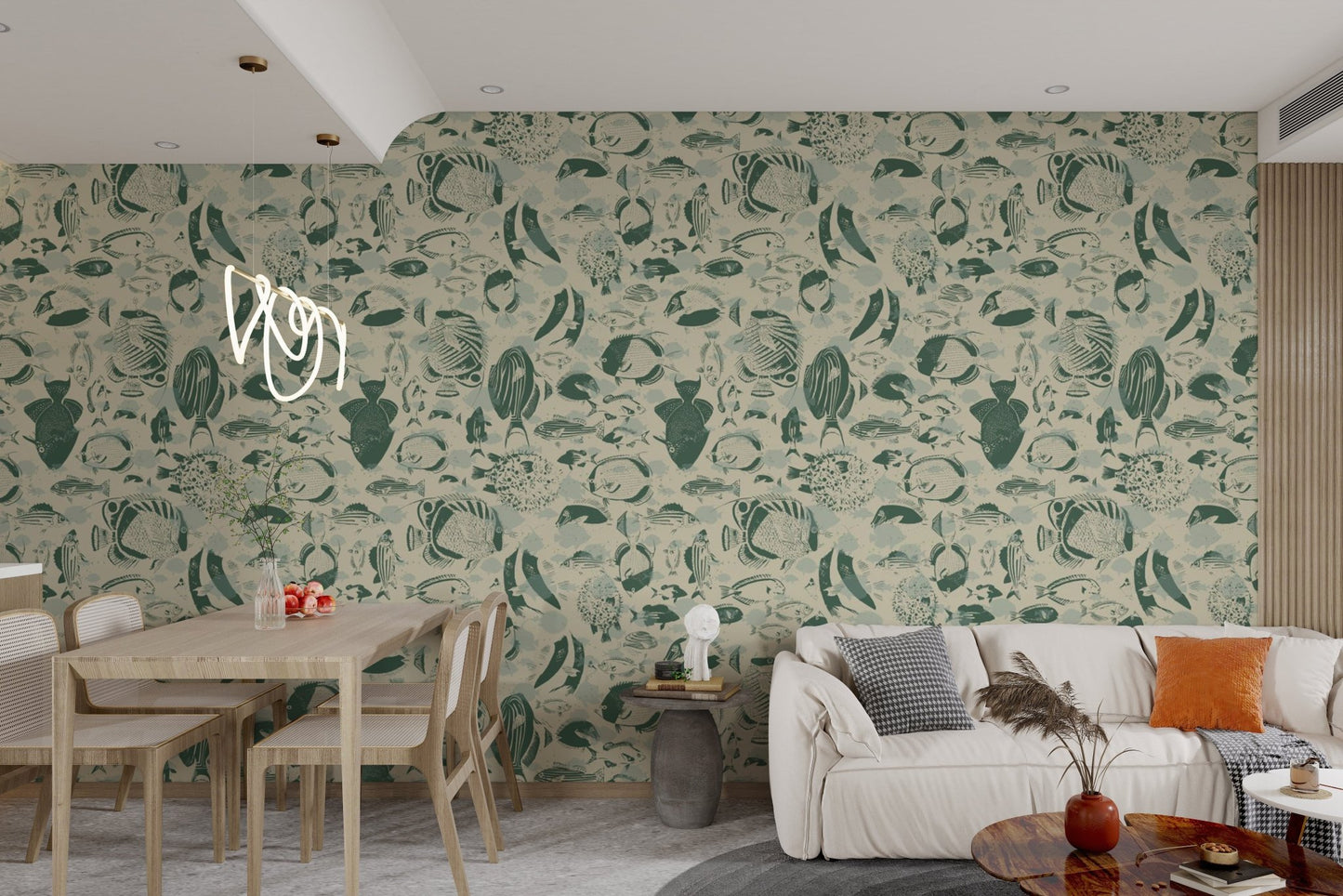 Artistic Marine Mosaic Pattern Wallpaper, AN47