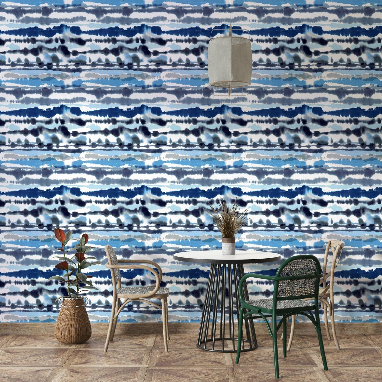 Sea-inspired stripe wall design

