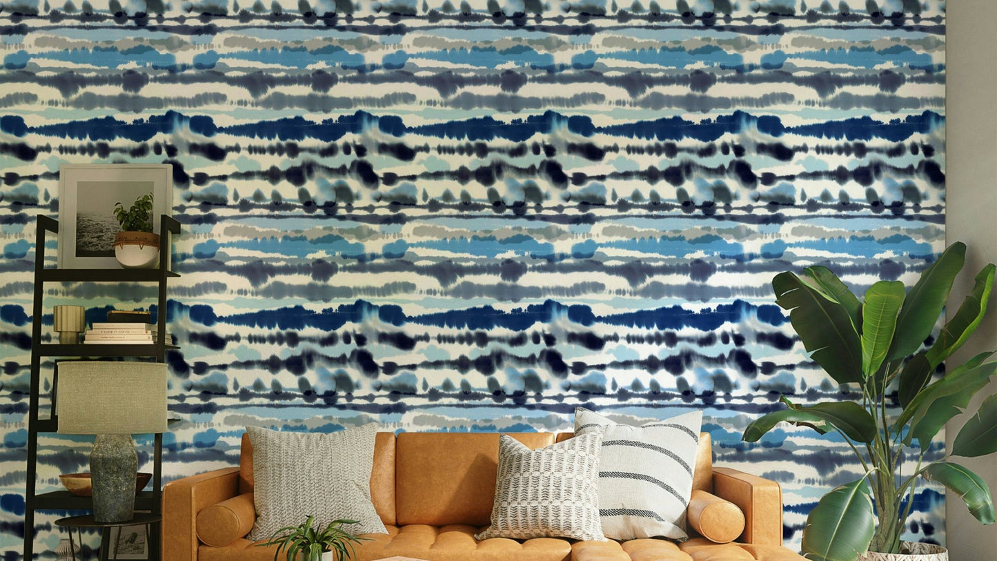 Marine tone striped mural

