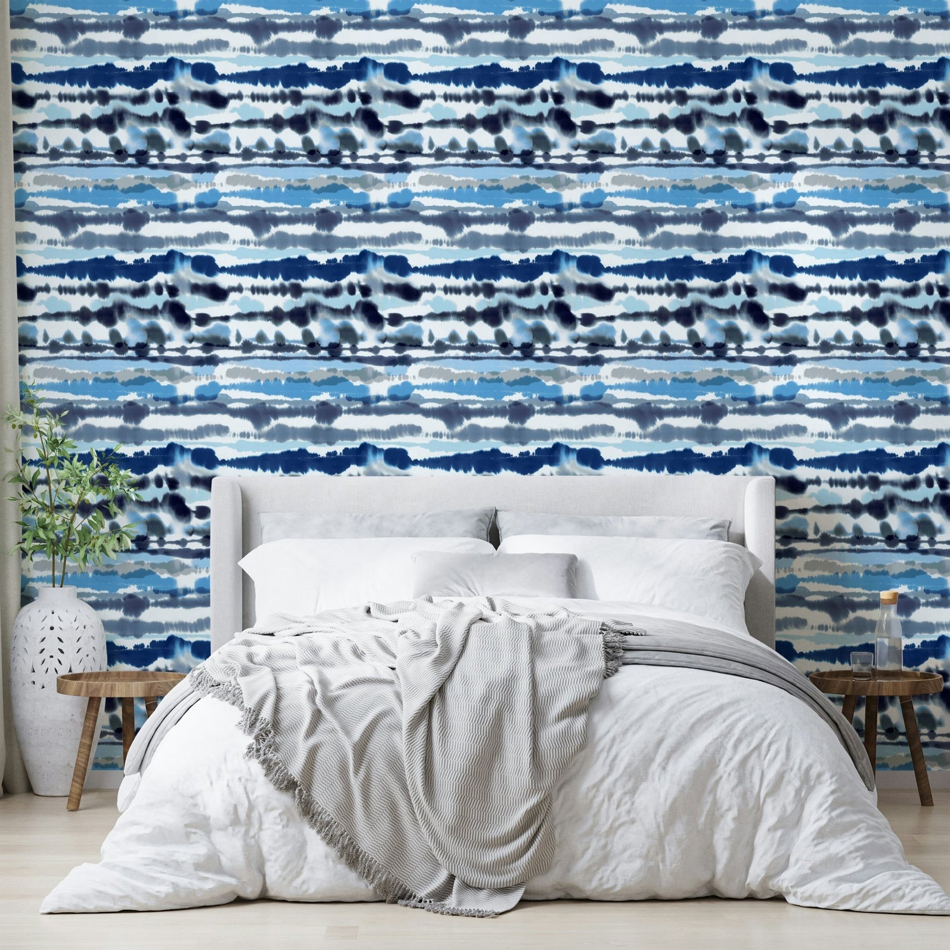 Navy and sky blue mural design

