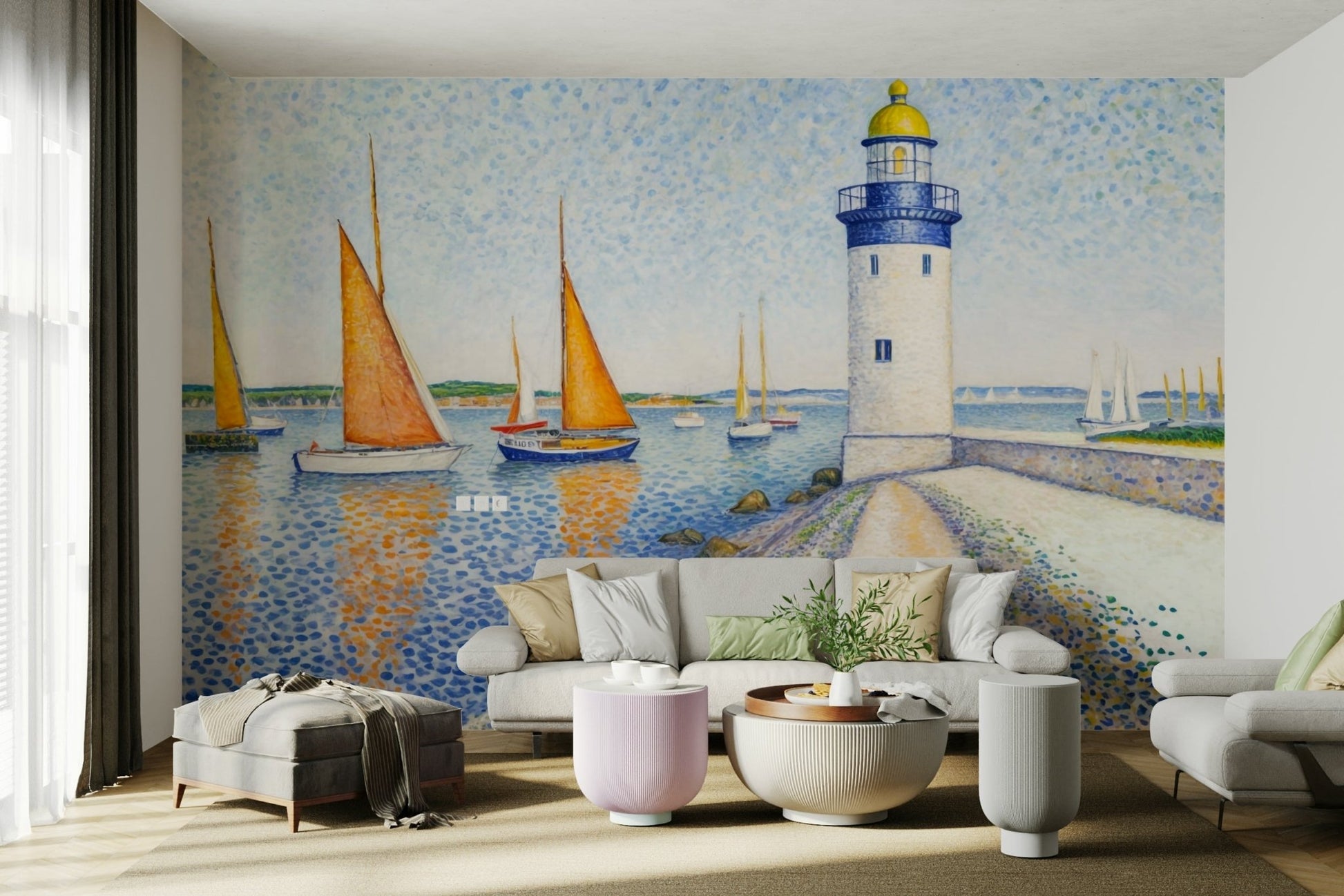 The colors are soft and gentle, with blues, grays, and whites.

