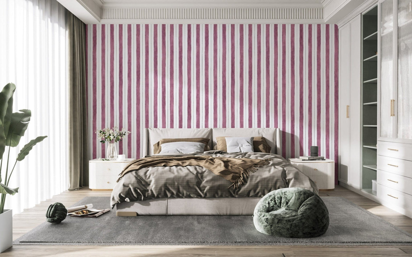 Maroon bold stripe wallpaper for walls




