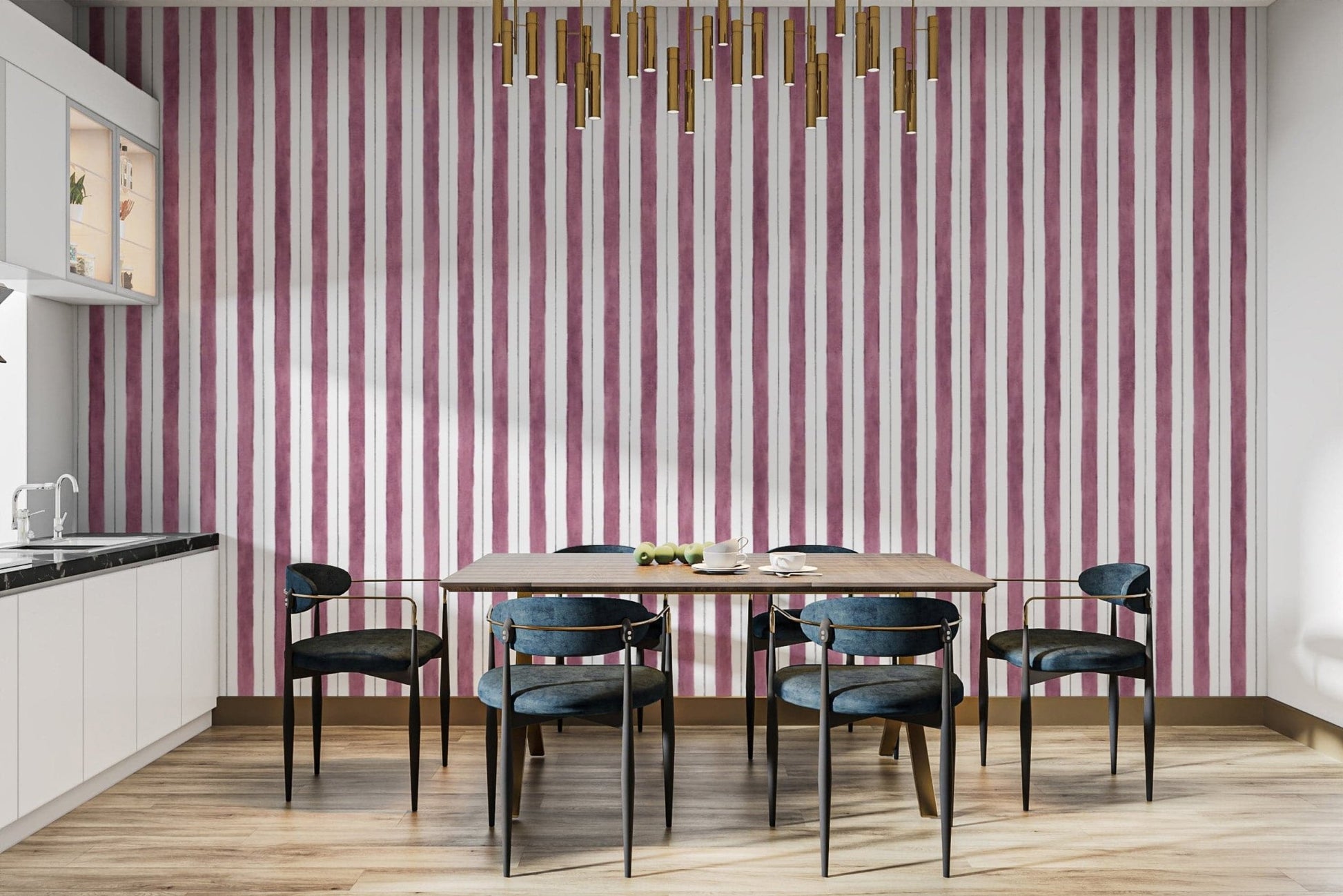 Modern maroon bold striped wallpaper
