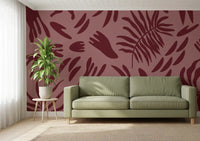 Deep leaf forms shape Maroon Botanical Rhythm wall design