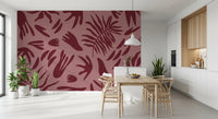 Dining room styled with botanical rhythm wall mural pattern