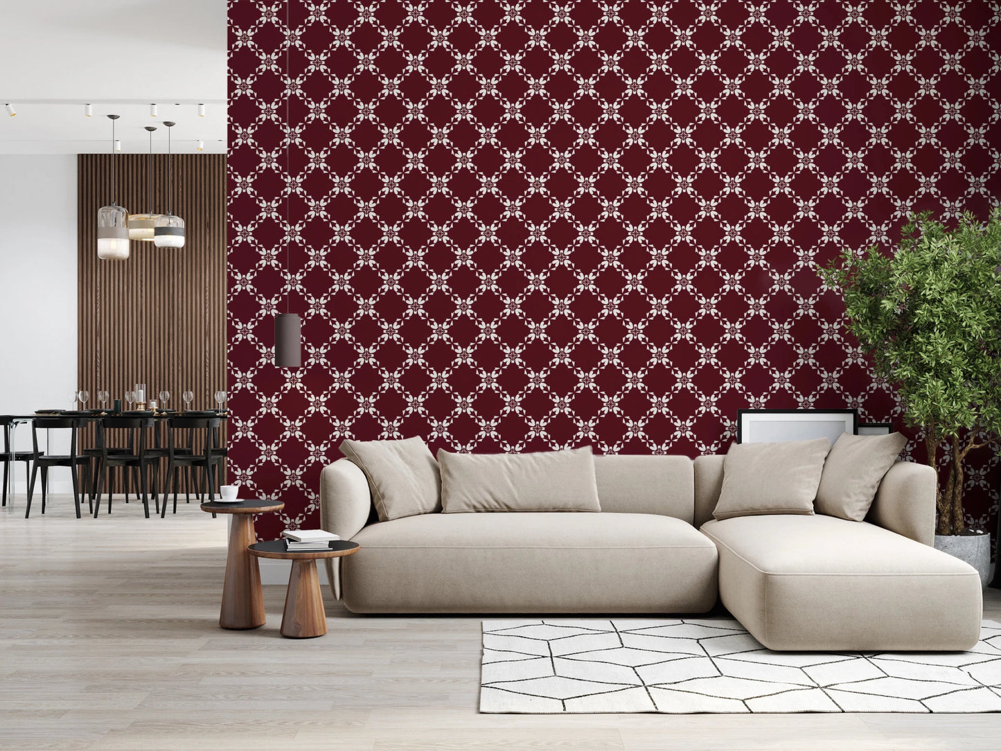 Maroon Lattice Wallpaper⁠