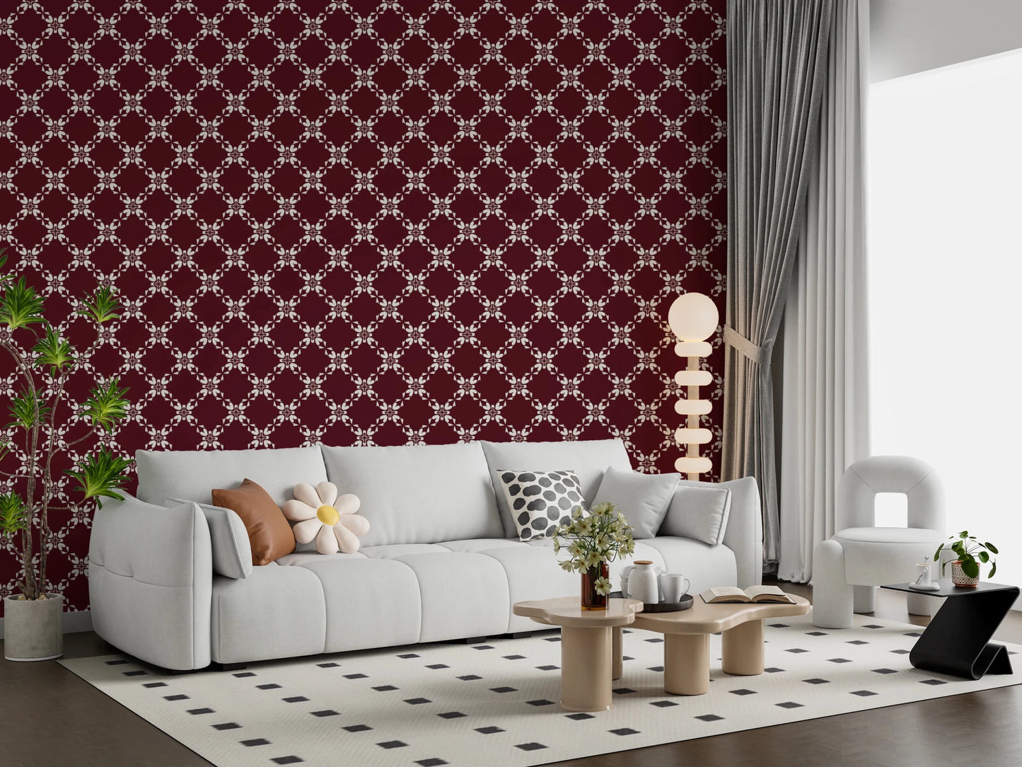 Maroon Lattice Wallpaper⁠