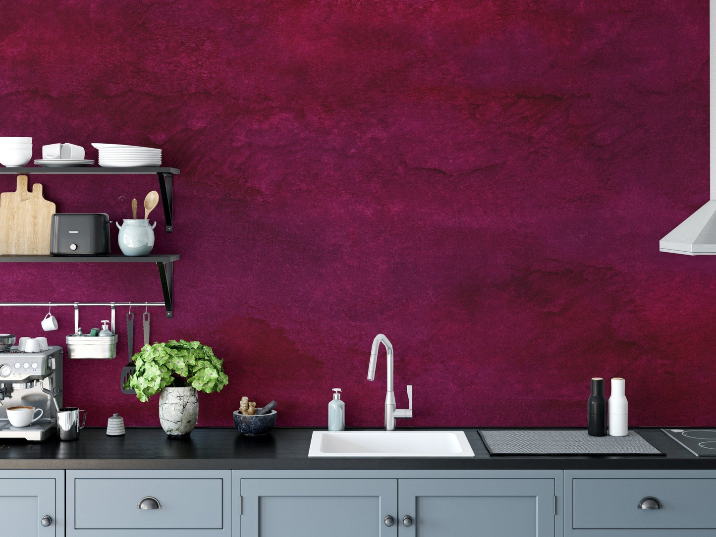 Removable maroon watercolor wallpaper A833