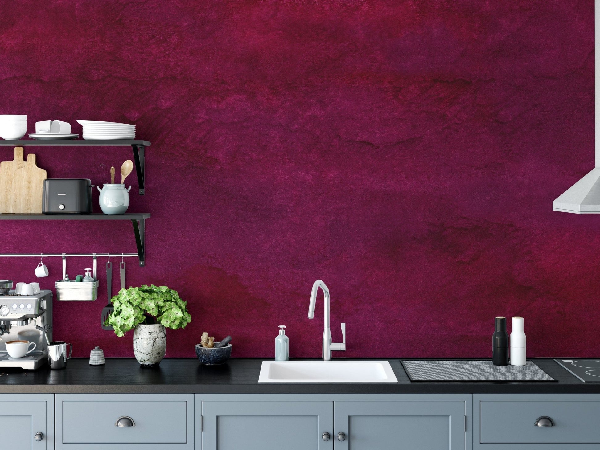 Removable maroon watercolor wallpaper A833
