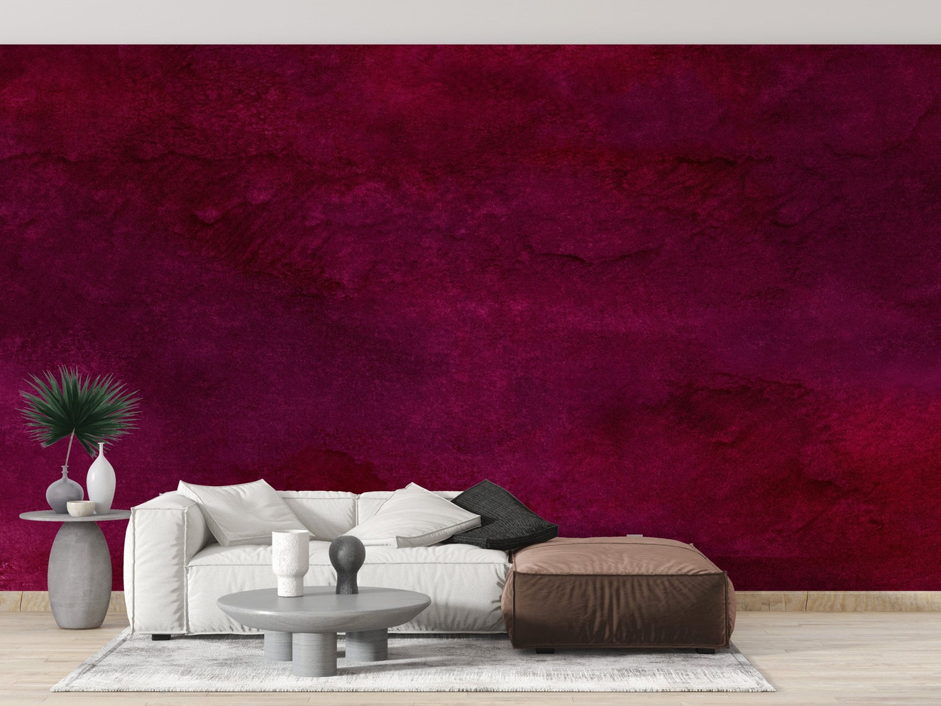 maroon watercolor mural wallpaper