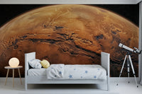Space-themed bedroom lifted by the Martian Vista Wall Mural and telescope corner, GD8560