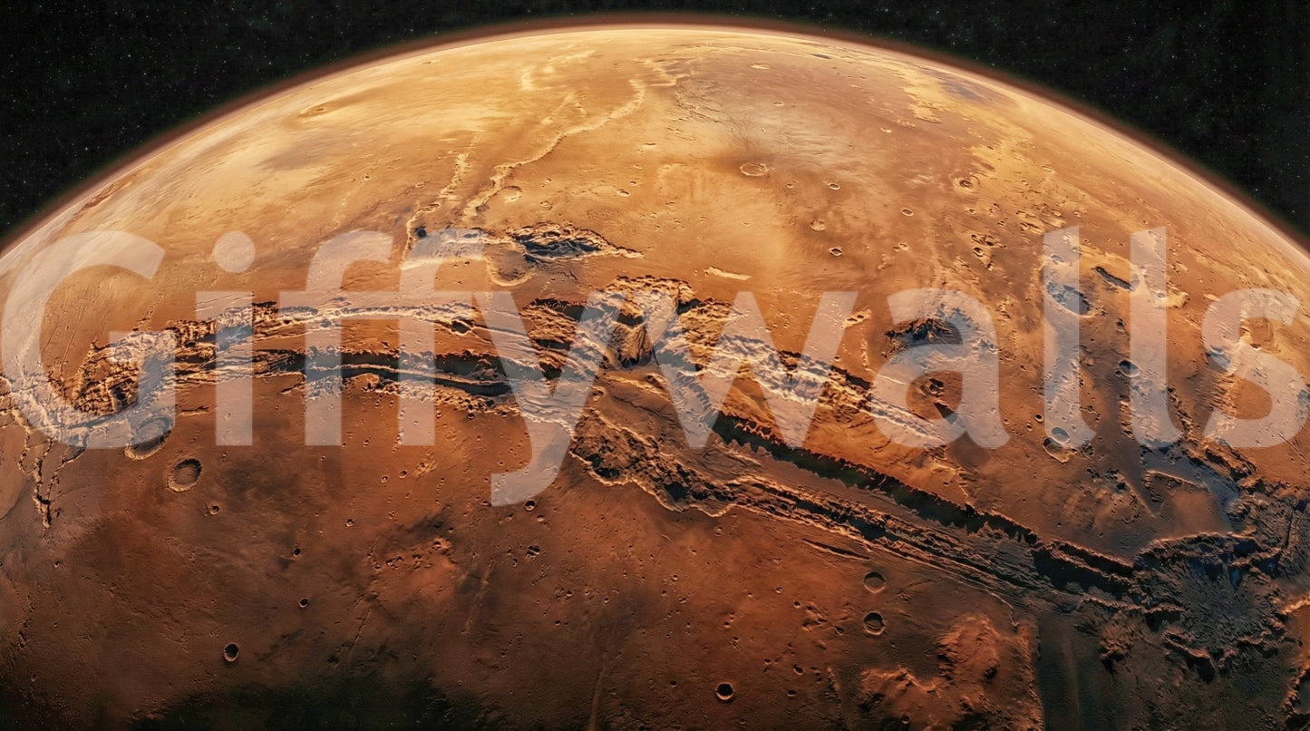 Planetary Mars landscape featured in Martian Vista Wall Mural with crater detail, GD8560