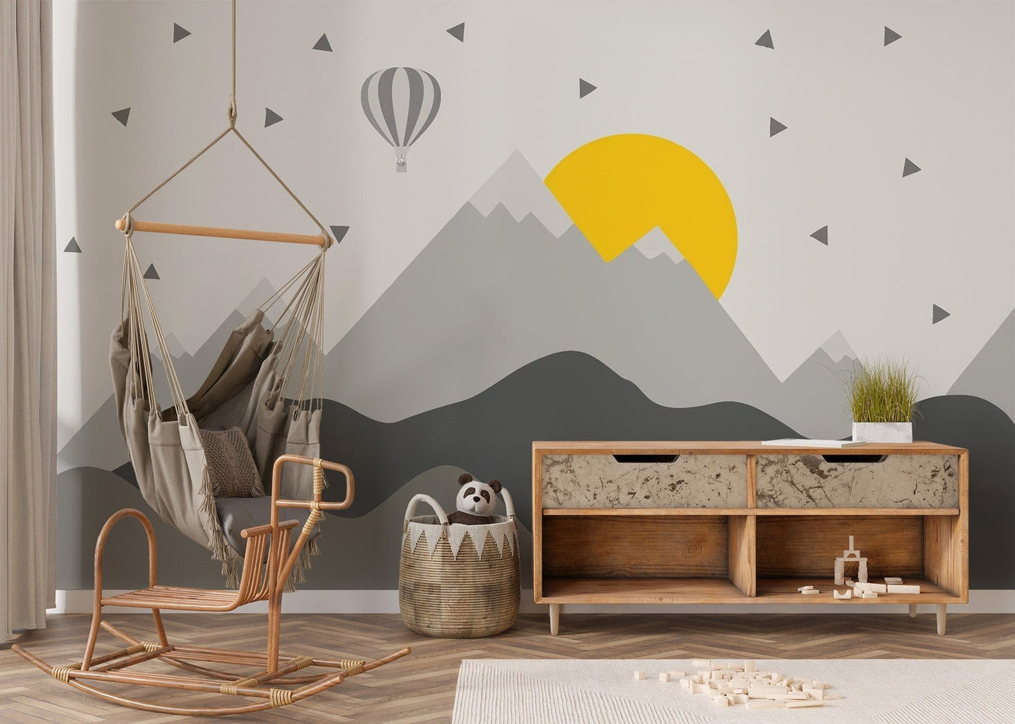 Dark Mountain with Stars in Sky Wallpaper Mural for bedrooms mountain-31
