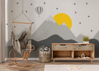 Dark Mountain with Stars in Sky Wallpaper Mural for bedrooms mountain-31
