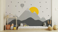 Dark Mountain with Stars in Sky Wallpaper Mural design mountain-31
