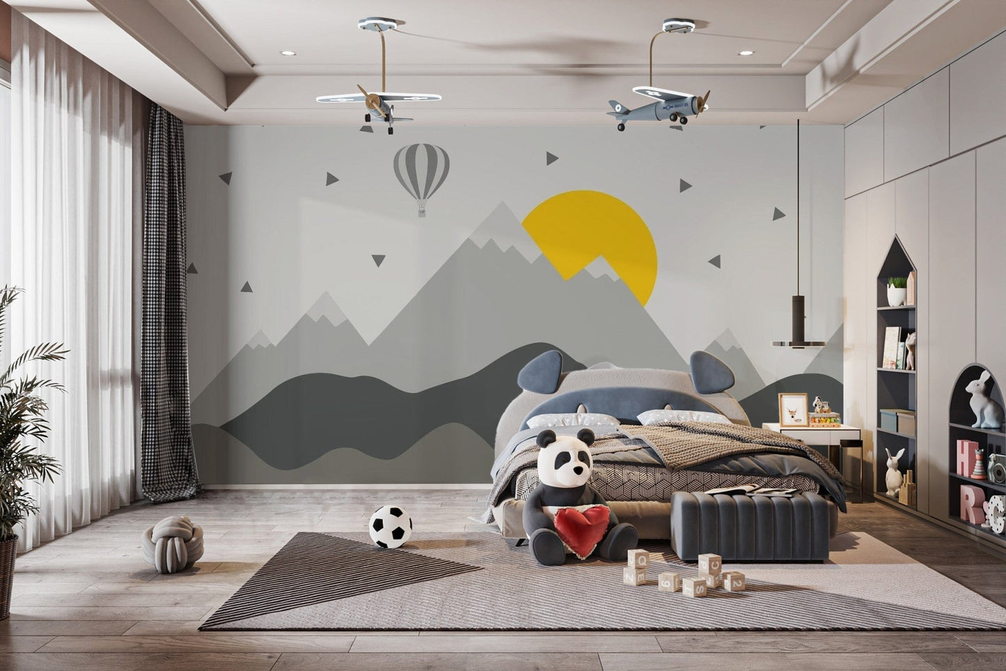 Dark Mountain with Stars in Sky Wallpaper Mural with starry sky mountain-31
