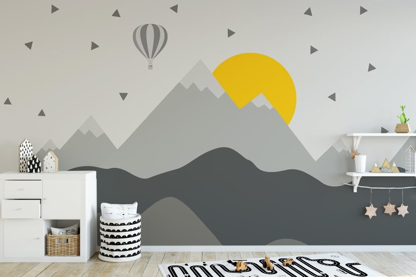 Scenic Dark Mountain with Stars in Sky Wallpaper Mural mountain-31
