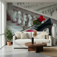 Classic art inspired wall mural for a luxury hallway design.