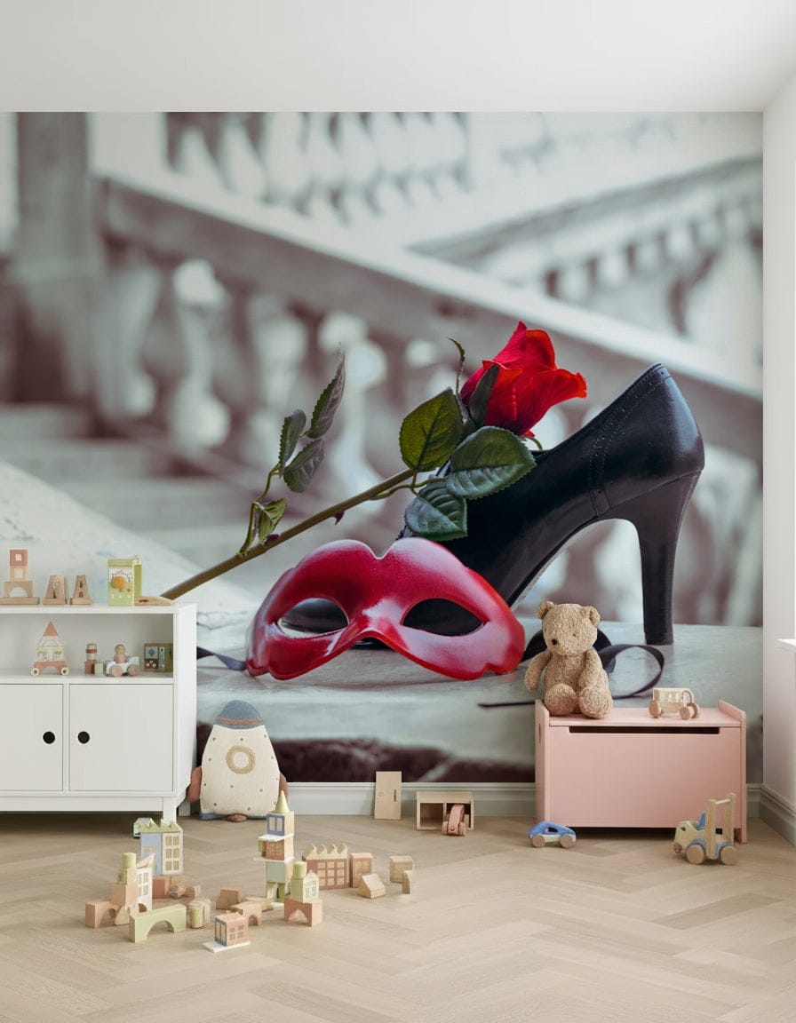 Vintage aesthetic wall mural featuring soft neutral tones for bedroom.