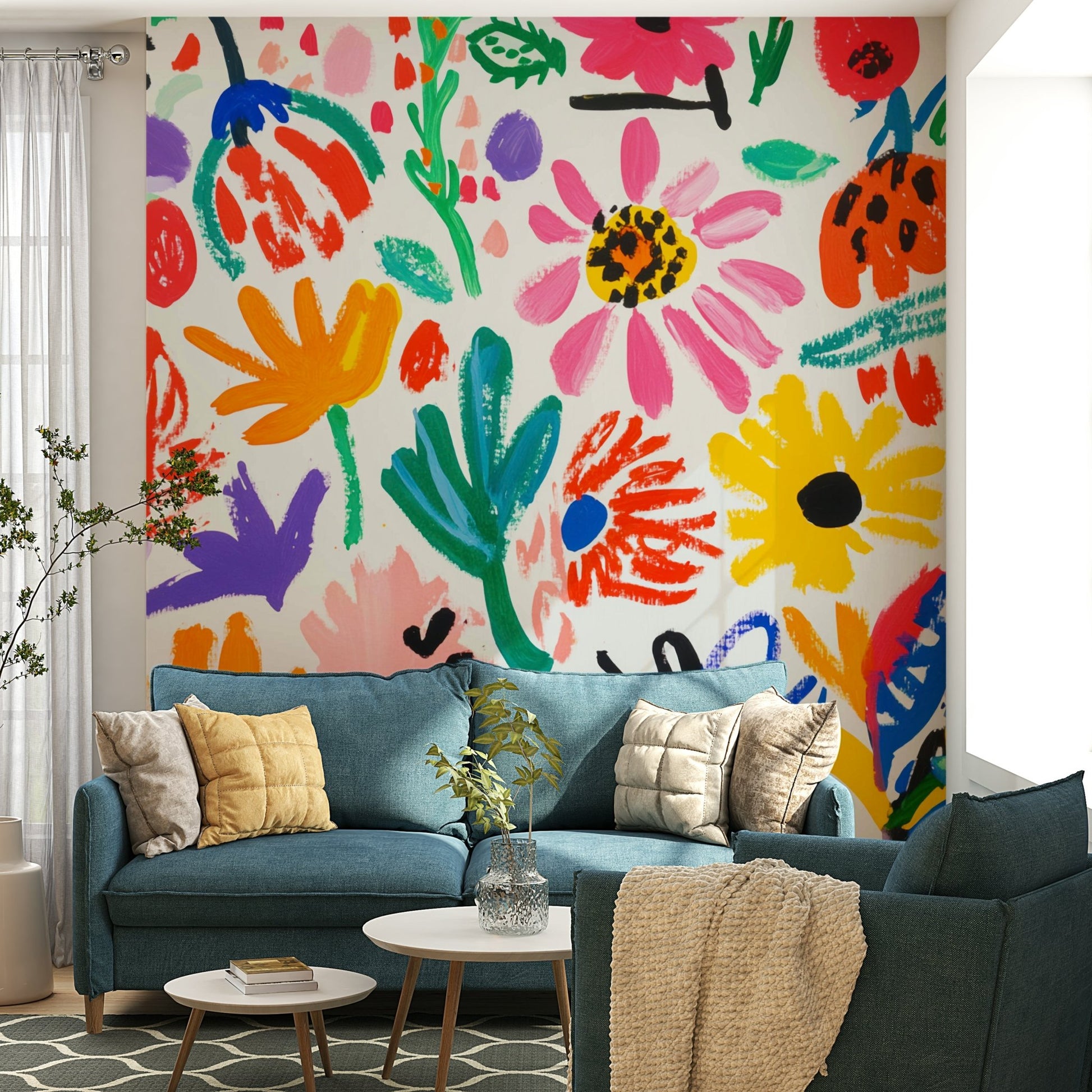 Matisse-style wall mural with artistic floral patterns

