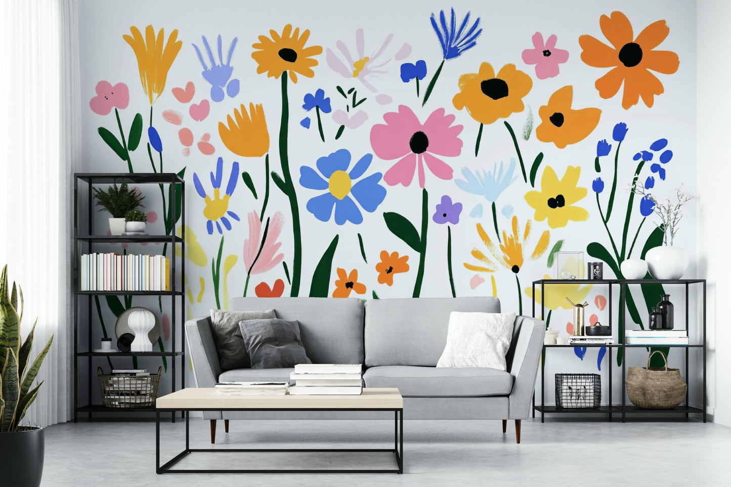 Playroom featuring Matisse-inspired floral mural, GD2135