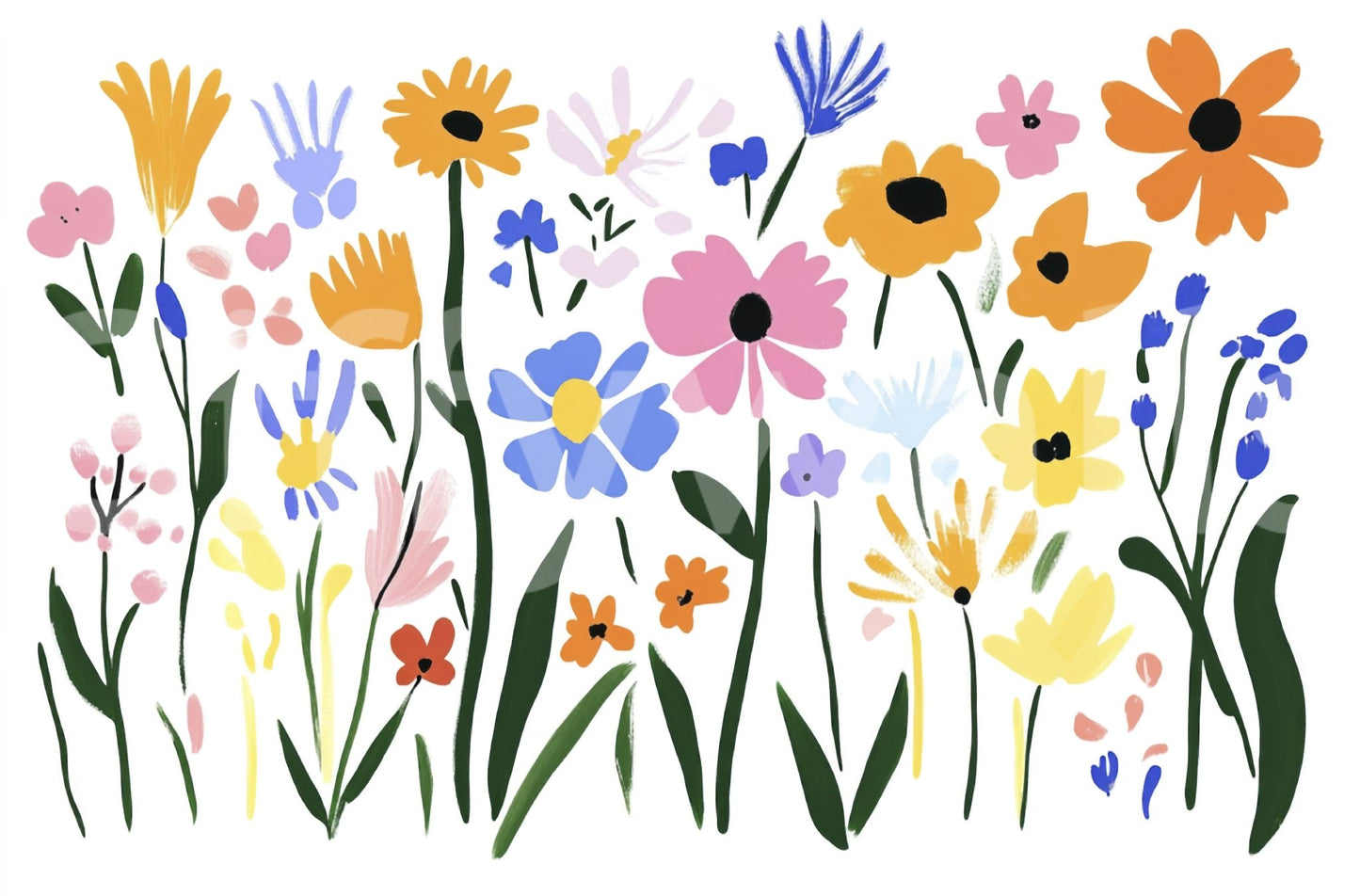Matisse-style botanical mural with vibrant, playful energy, GD2135