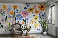 Matisse Flower Garden mural with bold cut-out florals, GD2135
