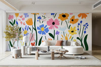 Oversized flowers and leaves in modernist mural style, GD2135