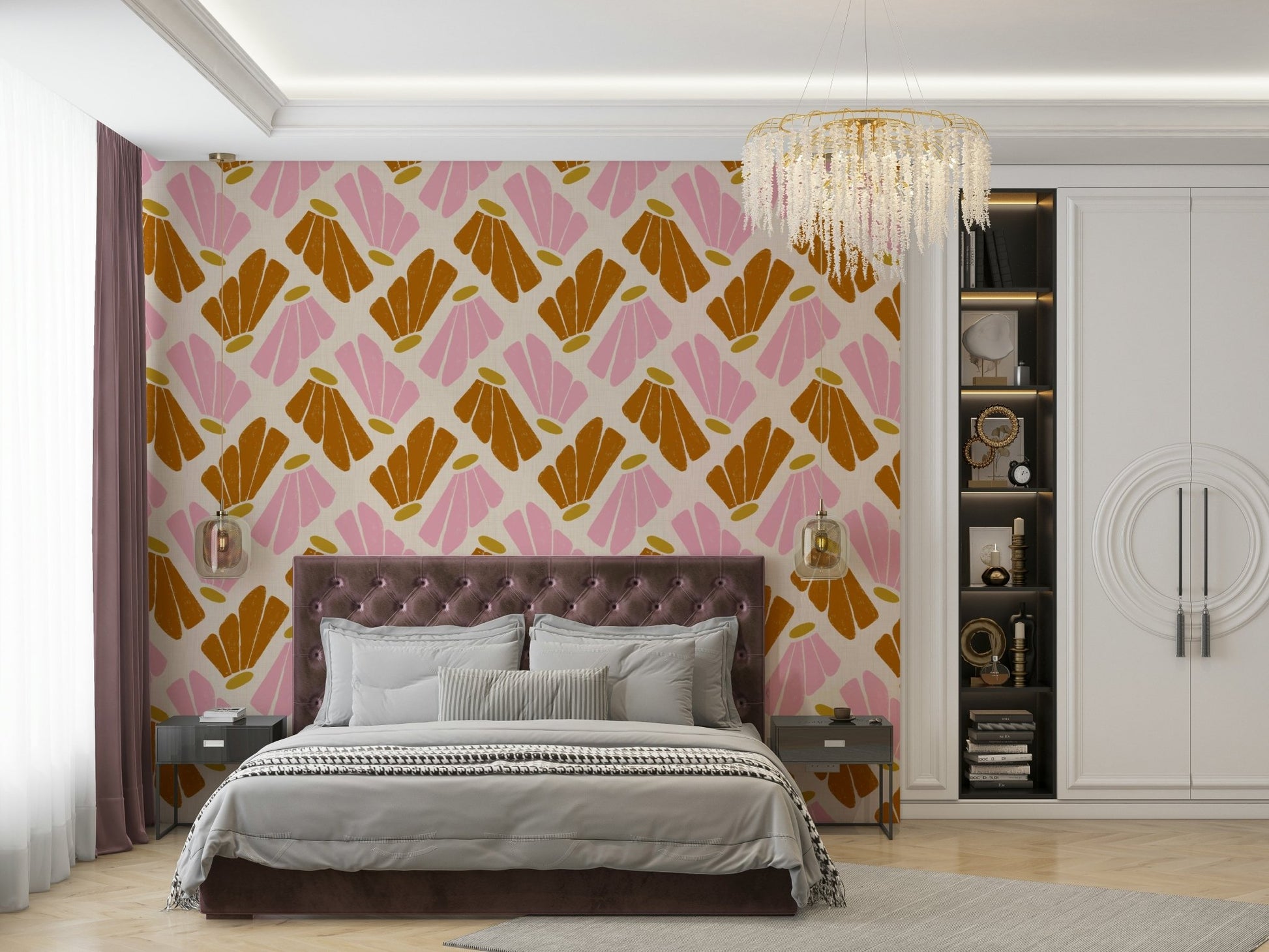 Artistic Matisse floral wallpaper in soft hues

