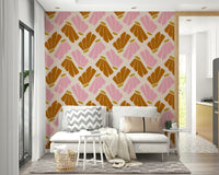 Matisse style floral wallpaper pink and orange

