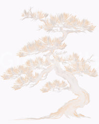 Off-white background holds soft cream branches across this Japanese wall muralGD9496