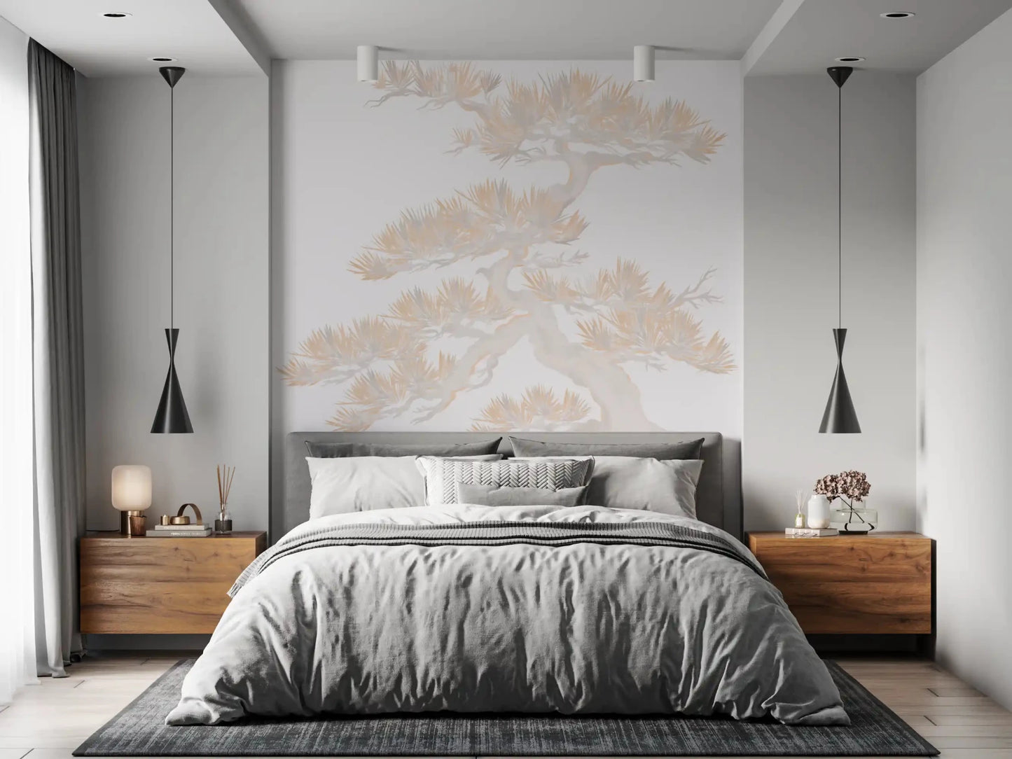 Calm bedroom mood from the soft pastel matsu pine wall mural full scale
GD9496