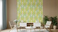 A beautiful maze of greens wallpaper mural with lush, abstract foliage.