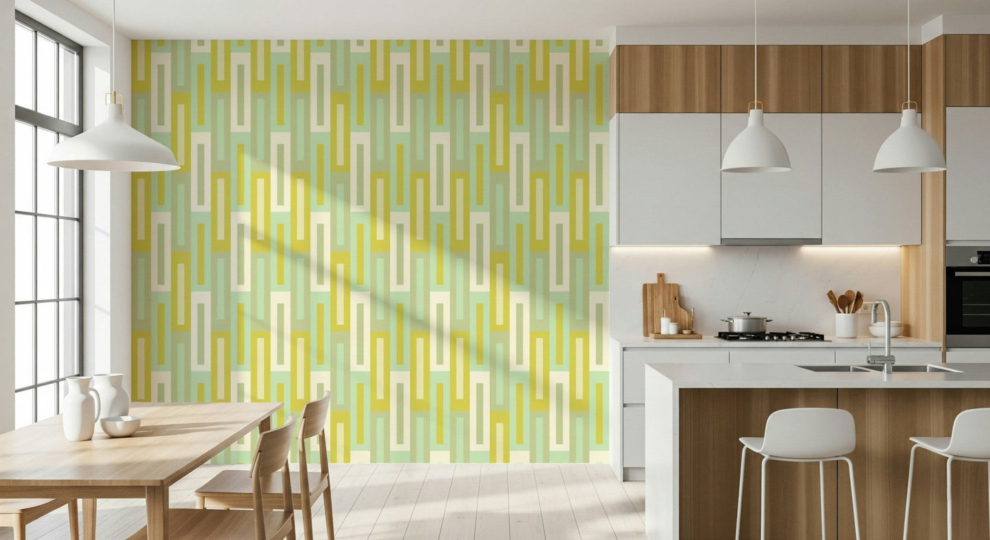 A graceful subtle pattern wall mural in cool, tranquil tones.
