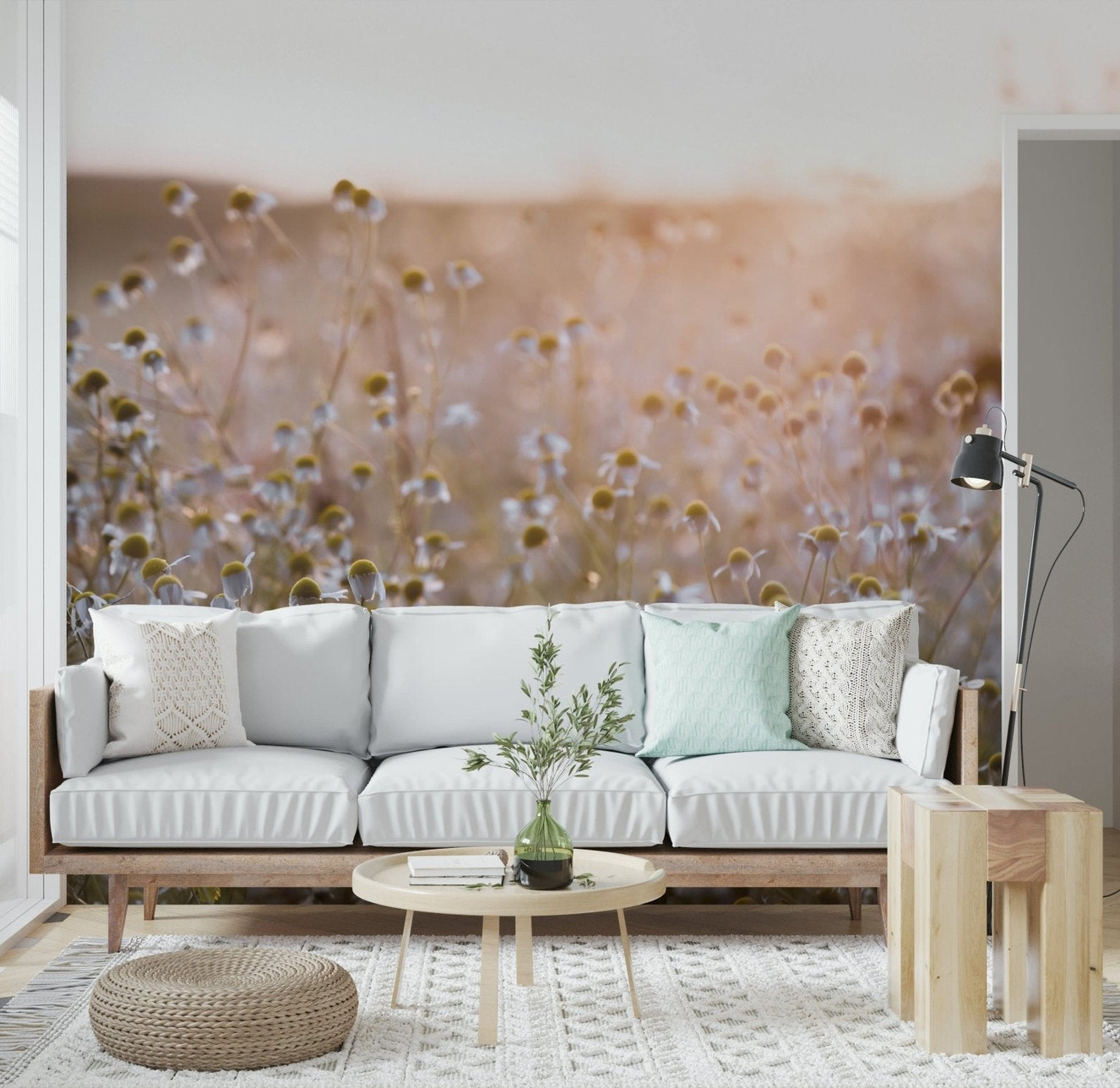 Meadow Bloom Sunset Wall Mural