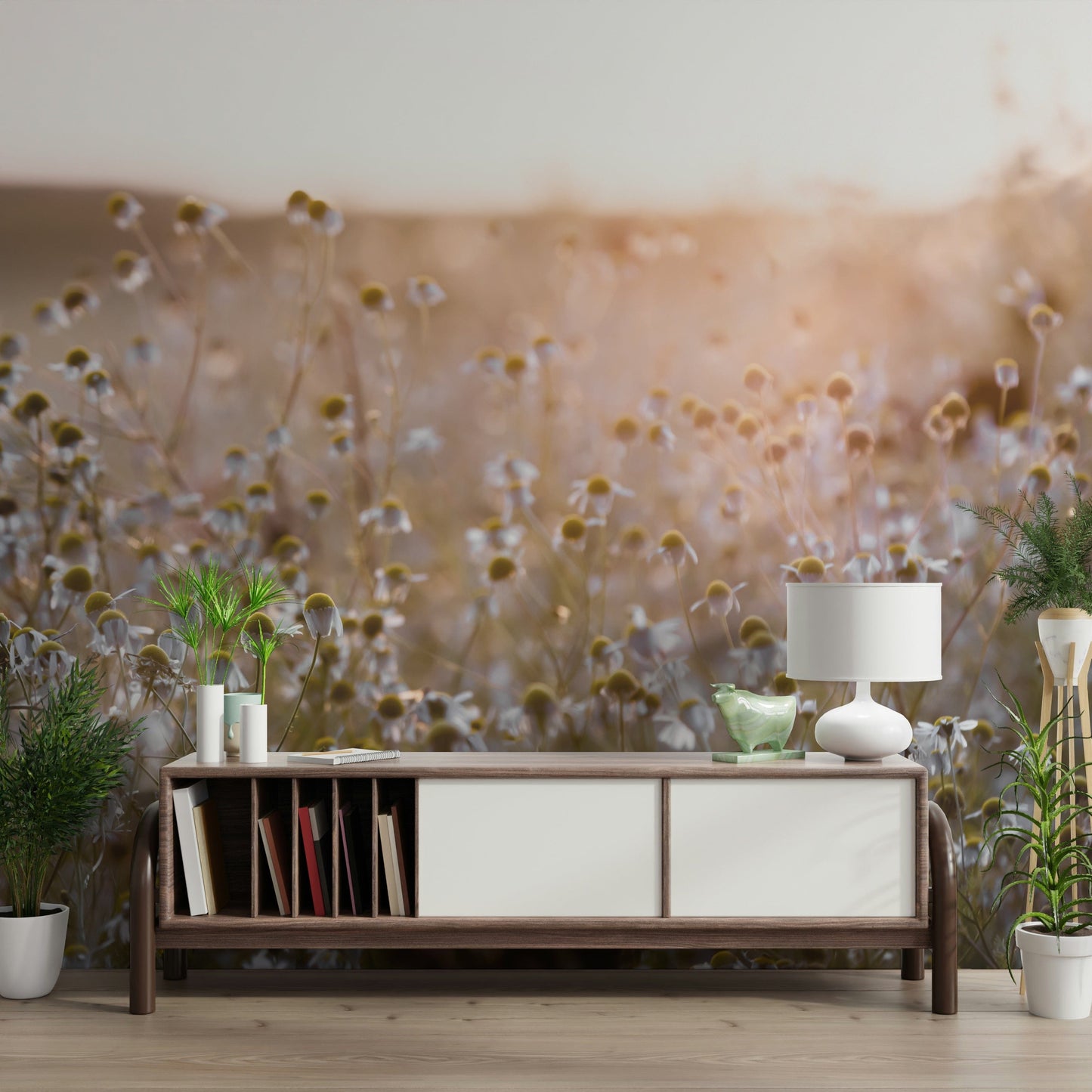 Meadow Bloom Sunset Wall Mural