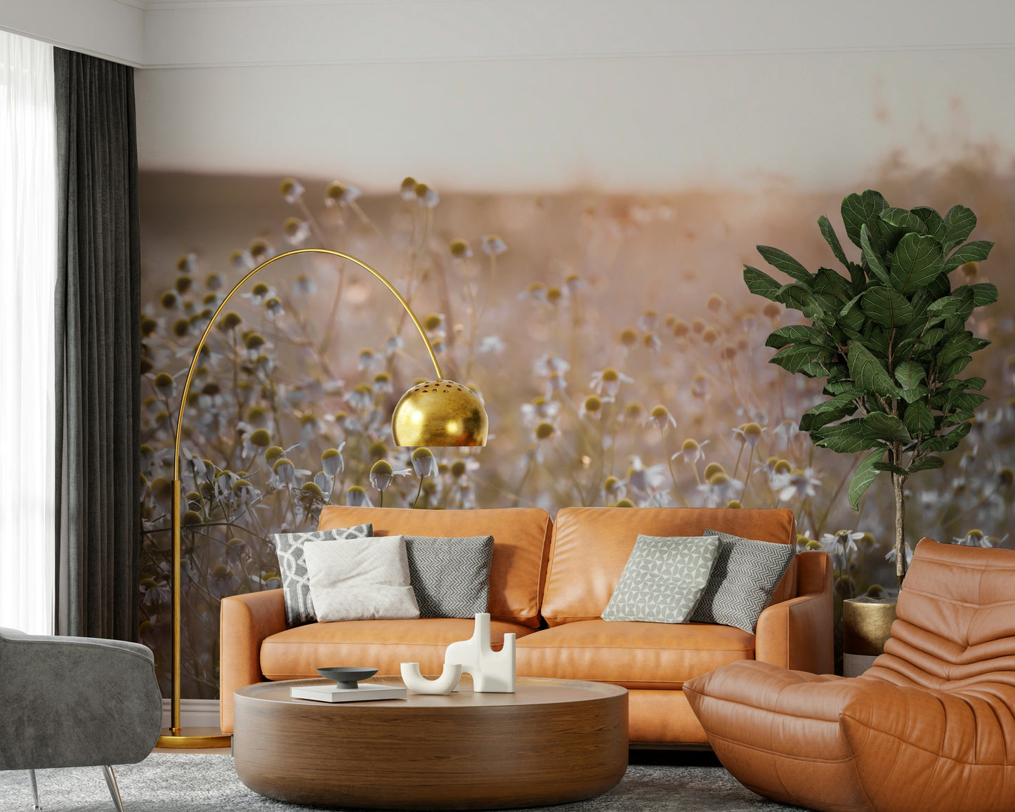 Meadow Bloom Sunset Wall Mural