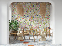 A contemplative floral pattern wallpaper mural for a feature wall.