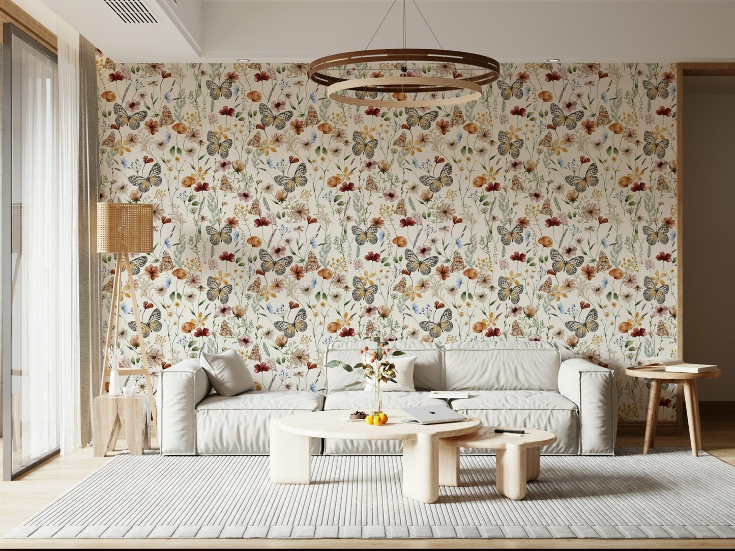 Monarch butterfly botanical peel stick wall covering