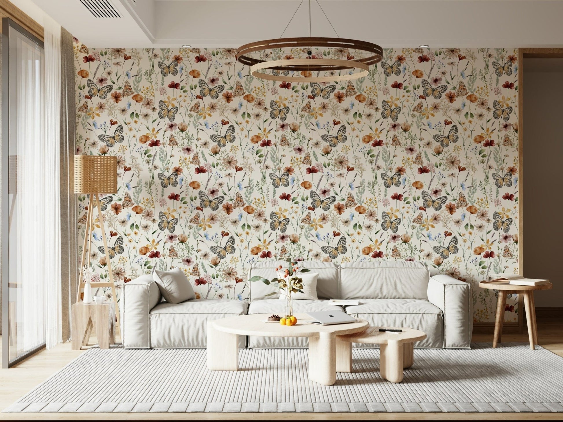 Monarch butterfly botanical peel stick wall covering