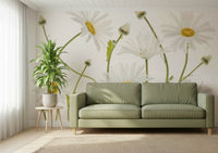 A contemplative floral pattern wallpaper mural for a feature wall.