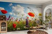 The colors are natural and peaceful, with shades of green, yellow, and white.
